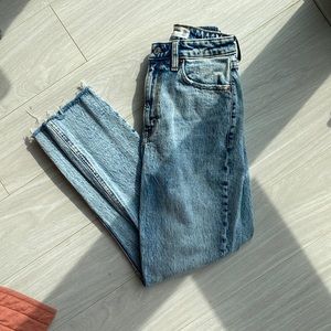 abercrombie high rise curve love mom jean acid wash